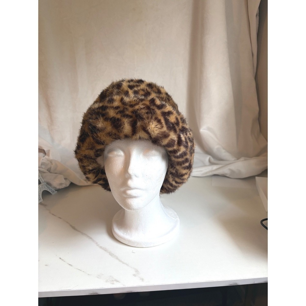 NEW Y2K vibe Nine West Leopard Faux Fur Bucket Hat Will fit up to 22" - Picture 11 of 11